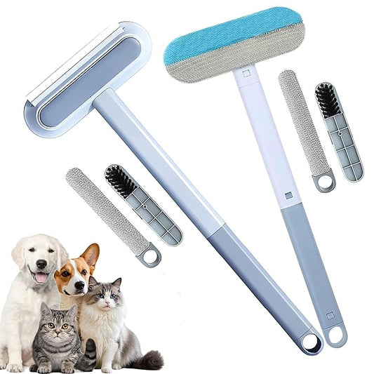 2 Pcs Pet Hair Removel Tool,4 in 1 Multifunctional Pet Dog Cat Hair Removal Broom, Reusable Washable Cleaning Brush for Furniture, Couch, Carpet, Clothes, Window