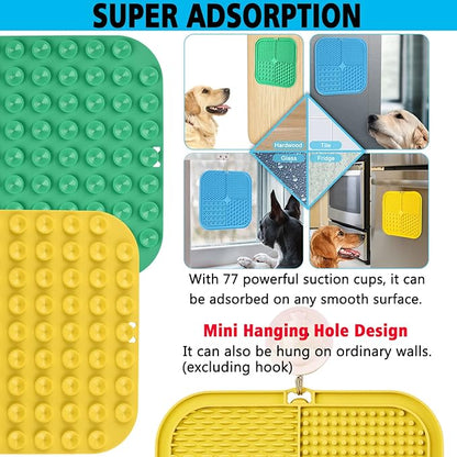 Lick Mat for Dogs, Large Dog Lick Mat with Suction Cups for Anxiety, Peanut Butter Dog Licking Mat Slow Feeder Dispensing Treater Lick Pad for Dogs Cats Grooming Bathing and Training(Yellow)