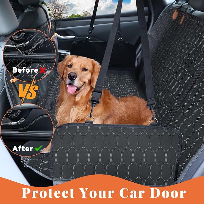 Dog Car Seat Cover, Back Seat Pet Cover for Dogs Waterproof Nonslip Dog Car Hammock 5-in-1 Seat Protector for Dogs Durable Soft Seat Covers for Cars,SUV&Trucks
