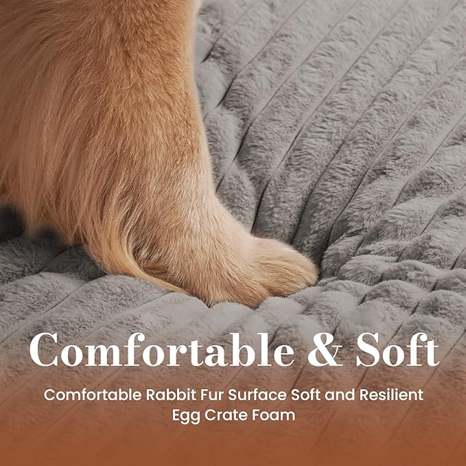 Dog Beds for Large Sized Dog, Orthopedic Pet Bed with Waterproof Lining, Soft Short Plush Surface & Egg Crate Foam, Machine Washable Pet Bed with Removable Cover & Anti Slip Bottom