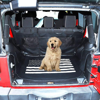 CheroCar for Jeep JK Dog Car Seat Cover Pet Trunk Liner Waterproof Cargo Mat Multipurpose Storage Case Cargo Cover for Jeep Wrangler JK JKU 2007-2018, Interior Accessories, US Flag Style