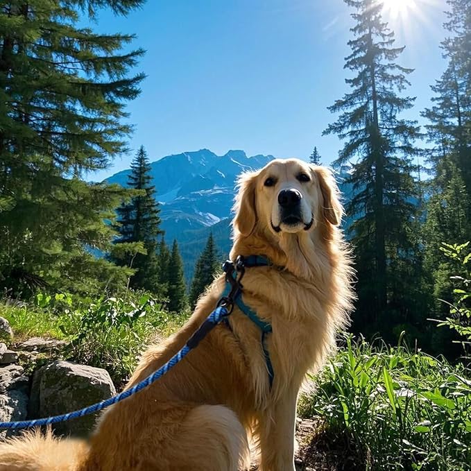MayPaw 30ft Long Rope Dog Leash, 3/6/8/10/12/15/20FT Dog Lead Recall Training, Soft Padded Handle Thick Nylon Pet Leash for Large Medium Dogs (30ft * 1/2", Blue Black)