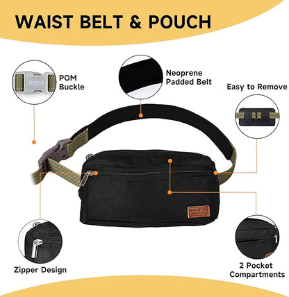 Hands Free Dog Leash with Zipper Pouch, Double Handle Running Reflective Bungee Waist Leash for Dog Walking, Training and Hiking for Small Medium Large Dogs (Yellow)