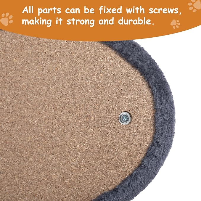 Hollypet Self Grooming Massager and Scratcher Toy - Cat Arch Brush for Back Grooming, Hair Cleaner Pads, Dark Gray