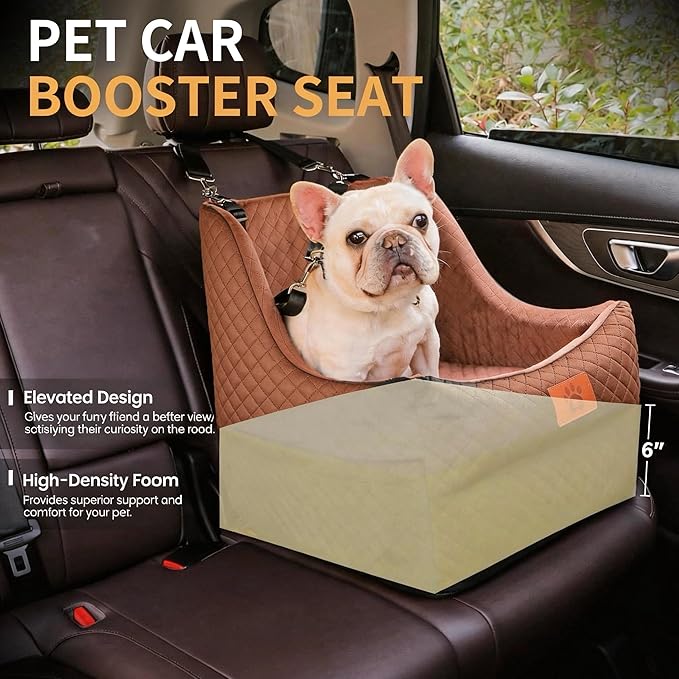 Dog Car Seat for Medium Dogs Up to 35lbs, Pet Booster Seat with 2 Safety Belts, Detachable Washable, Non-Slip Stable Base, Portable Puppy Car Seat for Travel & Outdoor Daily Use