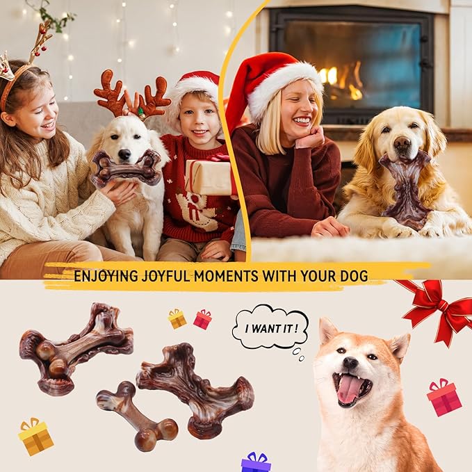 Magicorange Tough Dog Toys, Chew Toys for Aggressive Chewers, Dog Bone Toy Nylon Almost Indestructible Dogs Toy for Teeth Cleaning and Training (Brown
