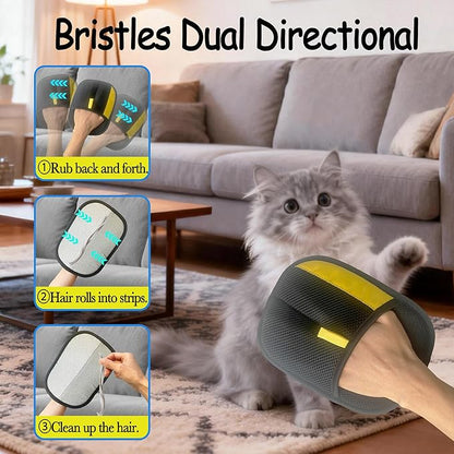 Pet Hair Removal Glove for Dogs & Cats, Reusable Magic Brush Electrostatic Pet Hair Remover Tool for Couch, Carpet, Clothes, Newly Upgraded (Black-Yellow Medium 1-Pack)