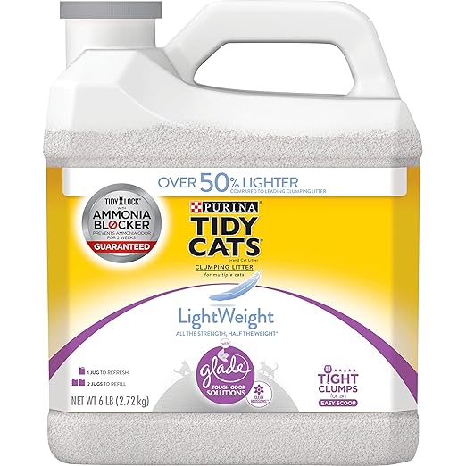 Purina Tidy Cats Light Weight, Low Dust, Clumping Cat Litter, LightWeight Glade Clean Blossoms Multi Cat Litter - 6 lb. Jug