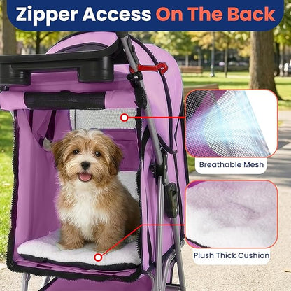 BestPet 4 Wheels Pet Stroller Cat Dog Cage Stroller Travel Folding Carrier 04T