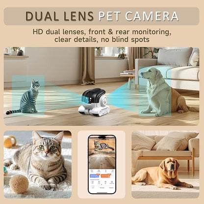 Pet Camera, 1080P Movable Robot Pet Cam Indoor with Phone APP, Security Camera for Home, Upgrade Wireless Dog/Cat/Baby Monitor WiFi Version & 32G SD Card, 2-Way Talk, Night Vision, Motion Detection