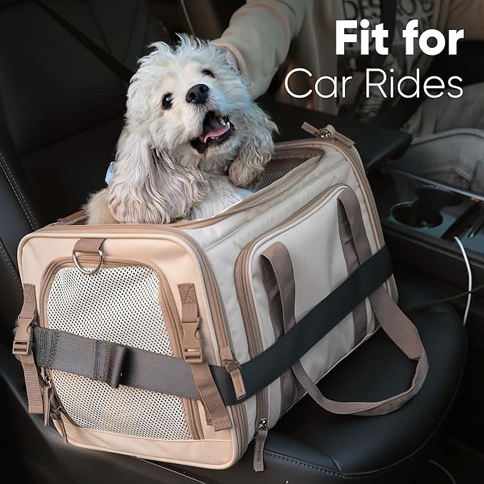 FUKUMARU Cat Carrier, 18x11x11 Expandable Soft Cat Travel Carrier, Ventilate Airline Approved Dog Carrier, Durable Small Dog Carrier with Anti-Scratch Mesh, Escape-Proof Pet Carrier for Cat, Pink