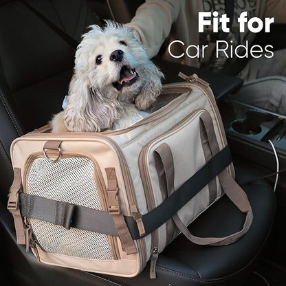 FUKUMARU Cat Carrier with Wheels, 18x11x11 Expandable Soft Cat Travel Carrier, Airline Approved Dog Carrier, Sturdy Rolling Cat Carrier with Anti-Scratch Mesh, Escape-Proof Pet Carrier for Cat, Pink