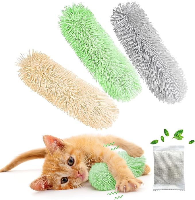 Rishoesu 3 Pcs Interactive Cat Toys Cat Pillows, Soft and Durable Crinkle Sound Catnip Toys, for Indoor Cats Funny Kitten Toys Exercise