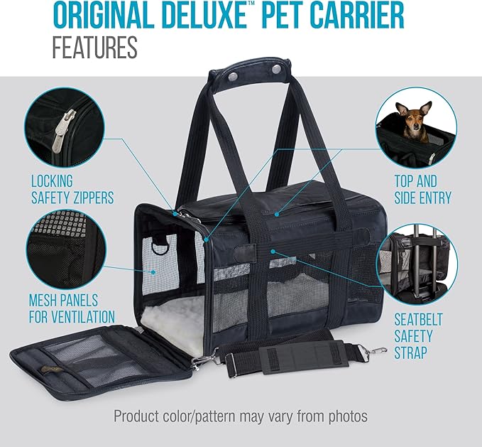 Sherpa Original Deluxe Travel Pet Carrier, Airline Approved & Guaranteed On Board - Black Lattice, Small
