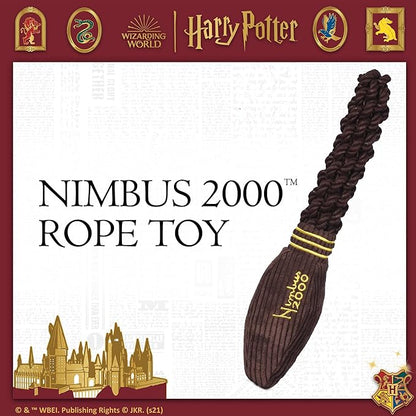 Harry Potter Nimbus 2000 Rope Pet Toy, 14 Inch | Rope Tug Toy for Dogs Nimbus 2000 | Dog Toy for Tugging with Crinkle and Squeaker