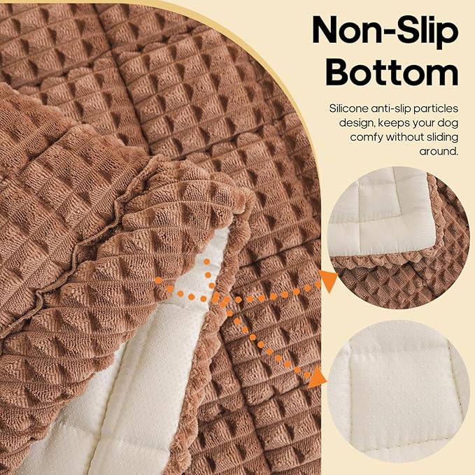 Pet Bed Mat for Car Backseat Extender, Non-Slip Dog Bed for Car Back Seat, Flannel Backseat Dog Bed for Cars Trucks and SUVs (Brown, 24.8x54 inch)