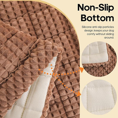 Pet Bed Mat for Car Backseat Extender, Non-Slip Dog Bed for Car Back Seat, Flannel Backseat Dog Bed for Cars Trucks and SUVs (Brown, 24.8x54 inch)