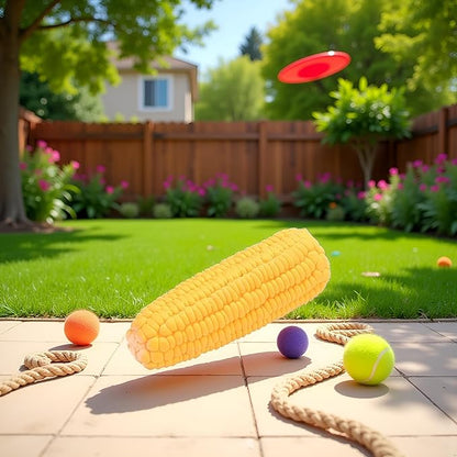 BWESOO Yellow Pet Dog Puppy Latex Corn Shape Squeaky Bite-Resistant Interactive Play Chew Toy Pet Supplies Dog Toy Corn Squeak Toys