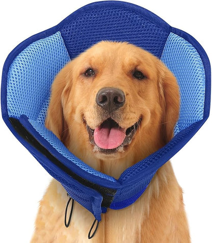 SUNFURA Dog Cone - Soft Cone for Dogs to Stop Licking, Pet E-Collar Alternative After Surgery, Adjustable Pet Recovery Collar for Wound Healing, Dark Blue Small