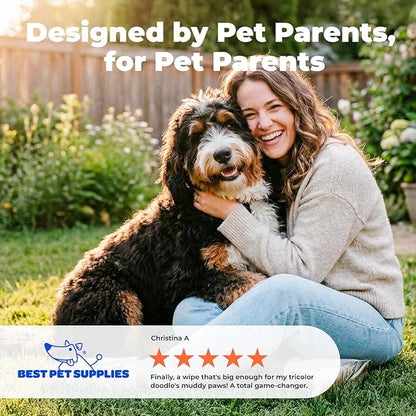 Best Pet Supplies 8" x 9" Large Dog Wipes - Cleaning and Deodorizing for Paws and Coat - Gentle Formula with Cucumber Vitamin E for Puppies and Cats - 100 Count