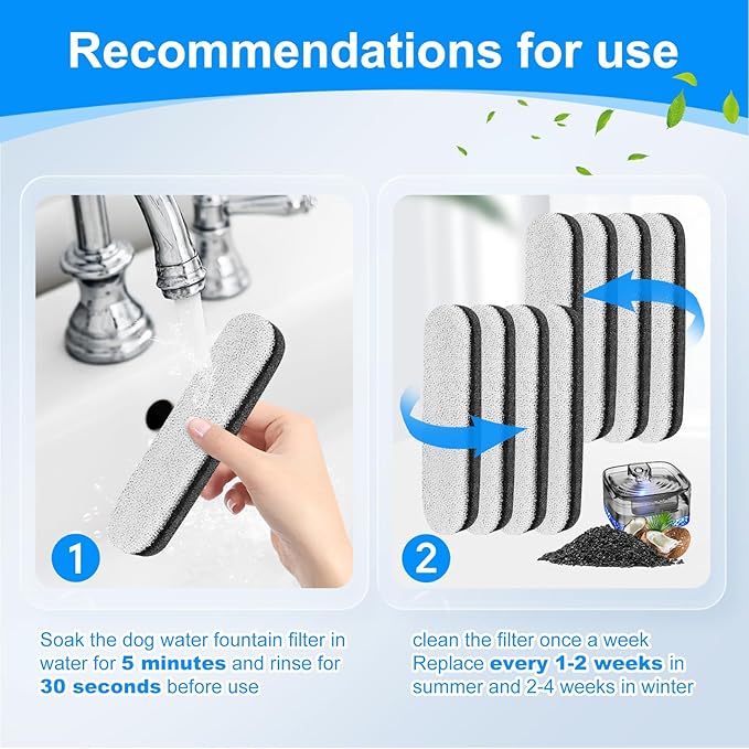 8PCS Dog Water Filter Compatible with MAILOFY WF100 256oz/2Gal/8L Large Automatic Pet Water Dispenser, Automatic Cat Bowl Filter Replacement for Dog Watering Dispenser for Large Dogs