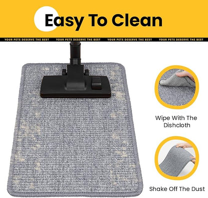 Cat Scratcher Mat,Natural Sisal Cat Scratch Pad with Hook&Loop Tape,Horizontal Floor Kitty Scratching Pads Rug for Indoor, Furniture Protector for Couch&Carpets&Sofas, Large, Grey, 2 Pack