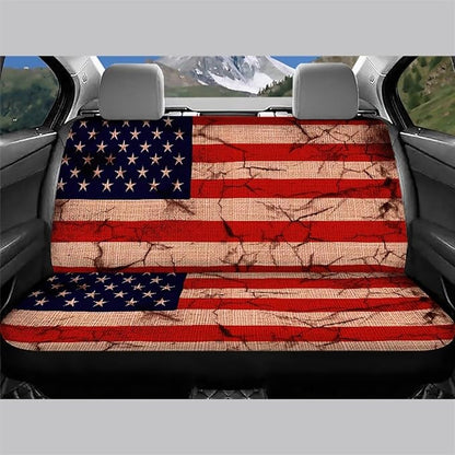 AFPANQZ Amrtica Flag Car Rear Bench Protective Car Seat Cover Back Seat Only for Car Truck SUVs Polyester Fabric Car Backseat Cover with Universal Fit Full Wrap Dust-Proof Cream