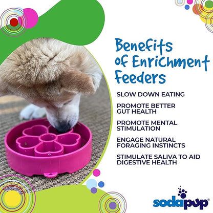 SodaPup Flower Design Enrichment Bowl – Durable Slow Feeder Bowl Made in USA from Non-Toxic, Pet-Safe, Food Safe Material for Mental Stimulation, Slowing Down Eating, Healthy Digestion, & More