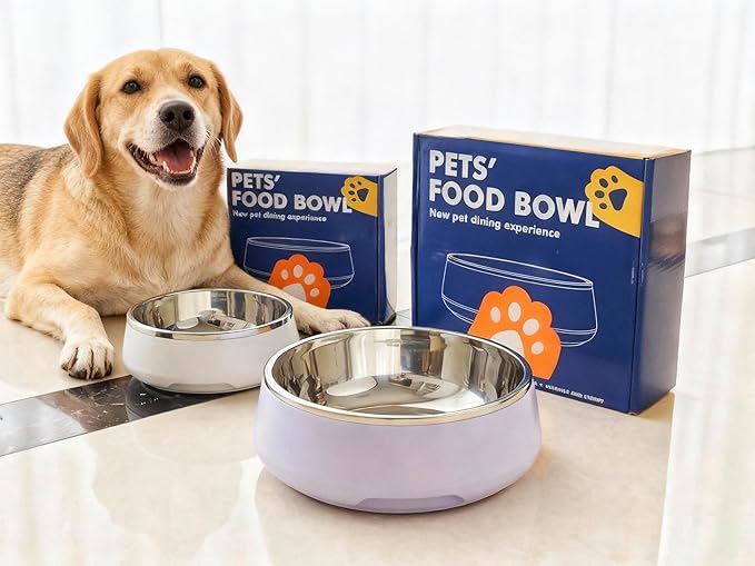 Purple Dog Bowl,32oz,Dog Bowls Stainless Steel,Dog Food Bowls for Medium Dogs,Dishwasher Safe