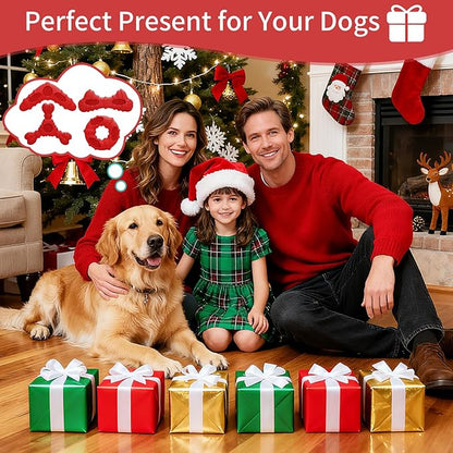 Natural Rubber Dog Chew Toys 4Pack,Tough Dog Toys for Aggressive Chewers Small Medium Breed,Interactive Dog Toys for Puppy to Clean Teeth Gum Massage,Tug & Fetch(Red)