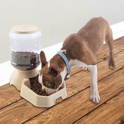 Automatic Cat Feeder and Water Dispenser - 2-Pack 3.8L/1G Dog Food and Water Bowl - Gravity Automatic Water Dispenser for Dogs and Cats by PETMAKER