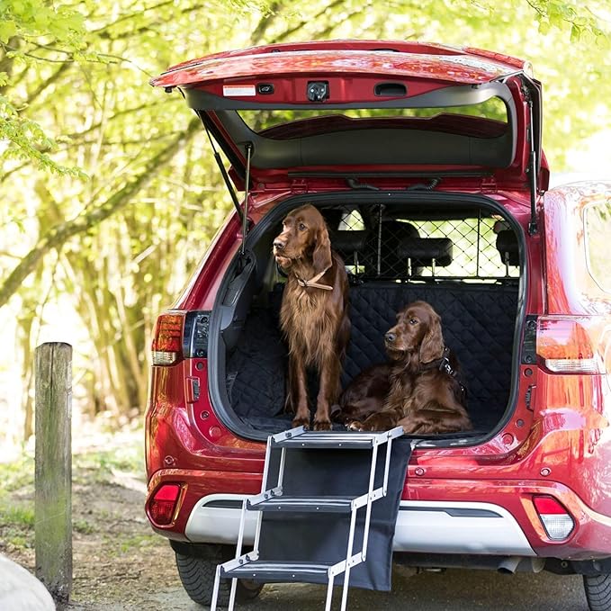 Trixie Aluminium Dog Stairs with Nonslip Rubber Surface - 4 Step Pet Stairs for Beds and Couches - Foldable and Easy to Store - in Silver/Black