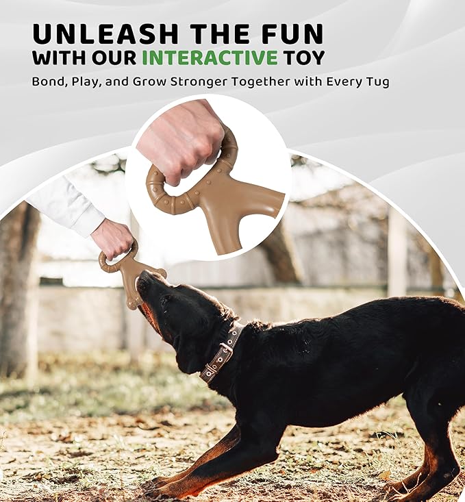 Durable Dog Chew Toy for Aggressive Chewers, Indestructible Nylon Bone with Beef Flavor, Dog Toy for Dental Care and Teeth Cleaning, Anxiety Relief for Small, Medium, and Large Dogs (Brown)