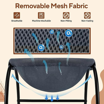 Raised Cat Hammock Bed, Standing Cat Cot with Washable Mesh, Pet Bed for for Kittens,Dark Blue