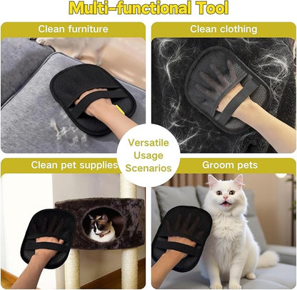 Pet Hair Removal Glove for Cats and Dogs - Upgraded Five-Finger Electrostatic Reusable Magic Brush, Washable Pet Hair Removal Tool for Laundry, Clothing, Couch, Carpet & Car Seat