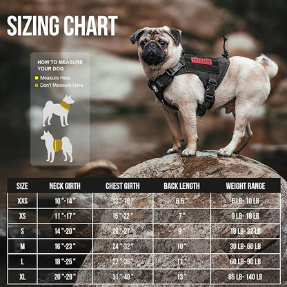 OneTigris Tactical Dog Harness Vest with Handle, Dog Harness for Large Medium Dogs,No-Pull Service Dog Vest with Hook & Loop Panels,Adjustable Dog Vest Harness for Walking(Black,Small)