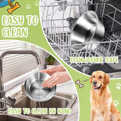 Yahenda 6 Pcs Stainless Steel Metal Dog Bowls Bulk Replacement Basic Thickened Pet Bowls for Small Medium Large Dogs, Dishwasher Safe(6.9 Inch)