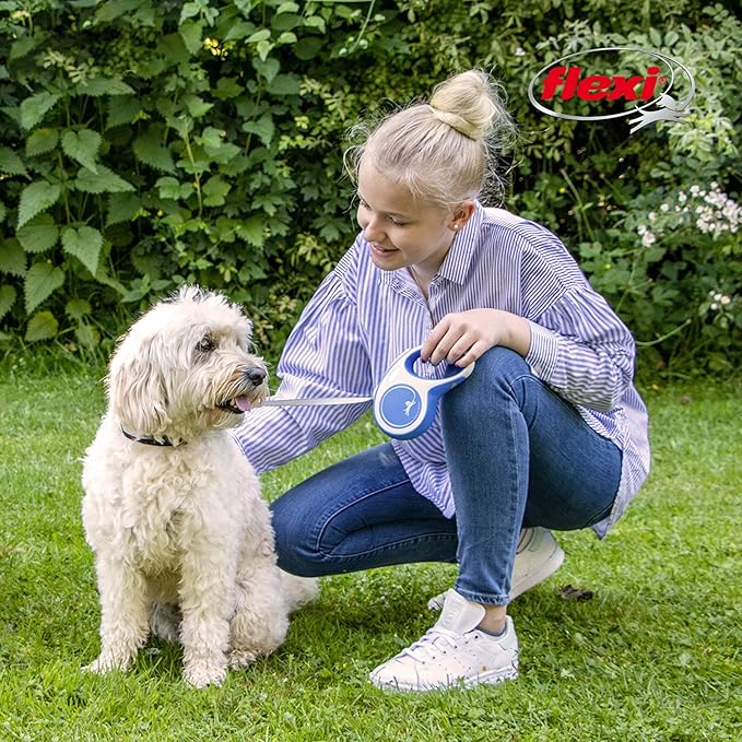 FLEXI New Comfort Tape Retractable Dog Leashes for Large Dogs Upto 110 lbs. – 26 ft., Red/Pastel | Tangle Free Pet Walking Leash with One-Handed Brake, Pause, Lock|German Quality Product