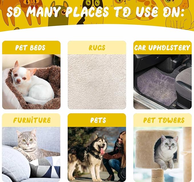 Abbylike 6 Pcs Pet Hair Remover Pumice Stone Reusable Portable Dog Cat Hair Removal Tool Scraper for Carpet,Couch, Bedding, Car Upholstery, Furniture Cleaning (5.3 x 2 x 1.4 Inch,Yellow)