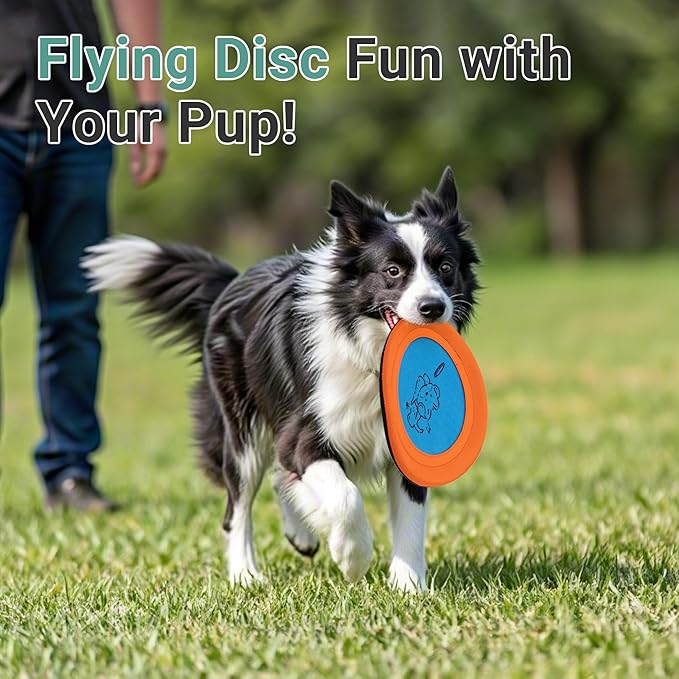 3 Packs Nylon Interactive Dog Flying Disc - Floating Dog Toys for Aggressive chewers - Water Toys for Dogs (Orange and Blue)