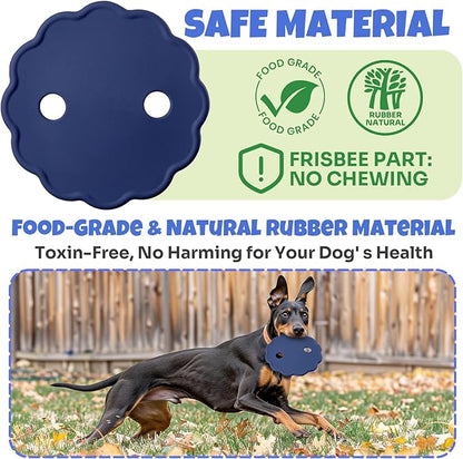 Interactive Dog Flying Disc and Rope Toy – 2-in-1 Toy for Medium and Large Dogs Outdoor Training and Fetch in Blue and Red
