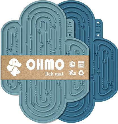 OHMO-Cactus Lick Mat for Dogs and Cats(2 Pack) Easy to Clean Pet Slow Feeder with Suction Cups, Licking Pad for Anxiety Relief and Boredom Reduction