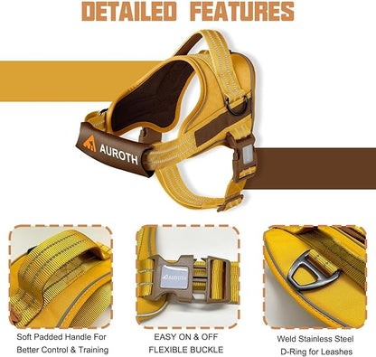 AUROTH Dog Harness and Leash Set, Soft Padded Service Dog Vest with 5.25FT Dog Leash, No Choke, Easy On Pet Vest, Adjustable Reflective No Pull Dog Harness Small Sized Dog, Easy Walking and Training