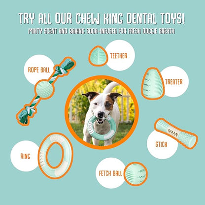 Chew King by Mammoth Dental Dog Toy Collection, Fetch Ball Clinically Proven to Remove Plaque