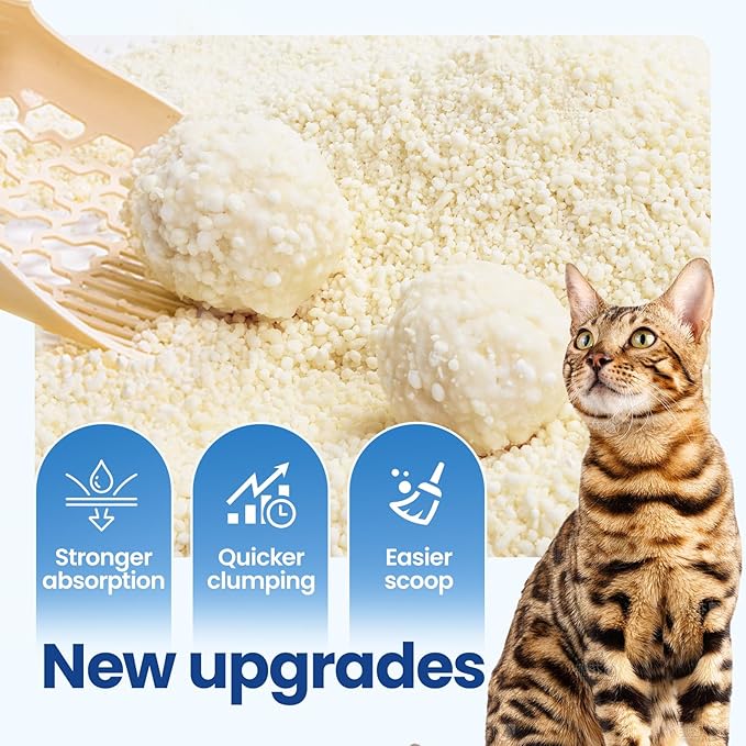OPET Tapioca Cat Litter, Natural Cassava Litter for Cats, Sustainable Ingredients, Quick and Strong Clumping, Flushable, Superior Odor Control, Dust Free Kitty Litter 16LB