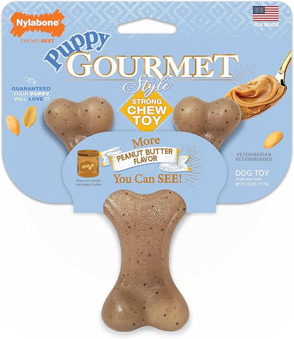 Nylabone Gourmet Style Wishbone Strong Chew Toy for Puppies, Puppy Enrichment Teething Toys, Peanut Butter Flavor, Small Dogs - Up to 25 Ibs, 1 Count
