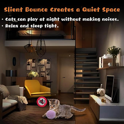 Low Noise Interactive Cat Ball Launcher Gun, 1 Noise-Reduced Launcher (New Upgraded), 20 Pcs Colorful Silent Plush Pom Pom Balls (1.2 inches), with 4 Pcs Cat Spring Toy