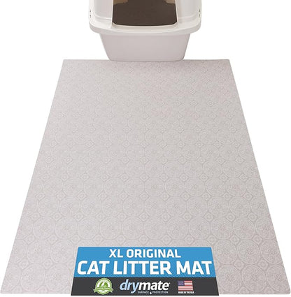 Drymate Cat Litter Box Mat, Litter Trapping Mat, Waterproof, Urine-Proof, Absorbent, Machine Washable, Soft on Paws, Contains Mess, Protects Floors, Kitten Supplies, Beige, 29x36 XL
