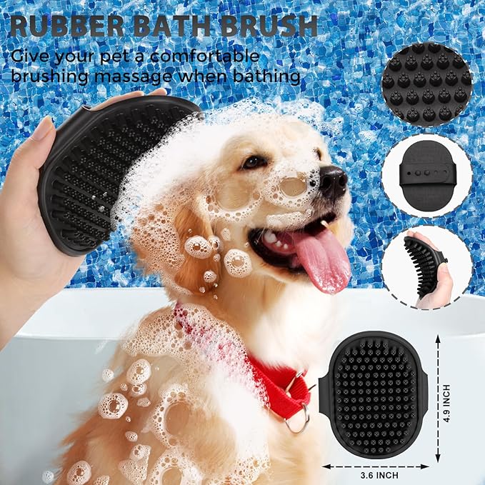 3PC Dog Brush Kit - Self-Cleaning Slicker Brush with Bath Brush & Undercoat Rake | Deshedding Tools for Large - Small Dogs & Cats, Professional Pet Grooming Set for Heavy Shedding, Green