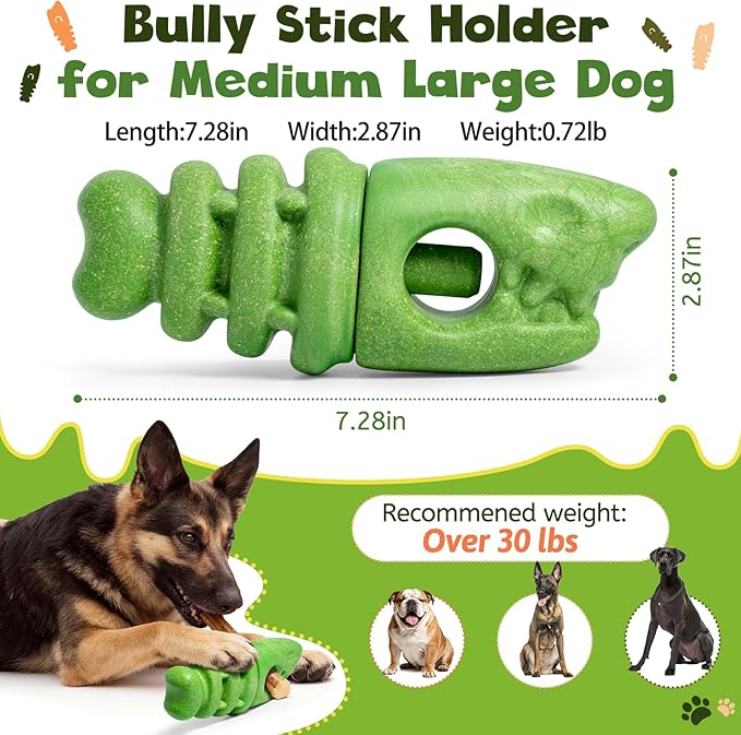 Bully Stick Holder for Aggressive Chewers,Bully Sticks Holder to Prevent Choking, Perfect for Medium Large Dogs,Fit 0.2-0.79IN Bully Sticks,Teething Toy to Prevent Bully Stick Waste